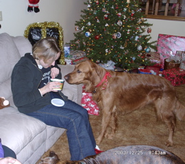 Nigel waiting for his present of treats