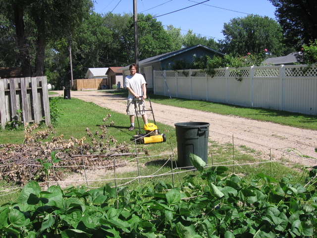 Chris mowing