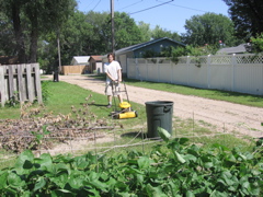 Chris mowing