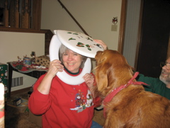 Mom, toilet seat, and Nigel