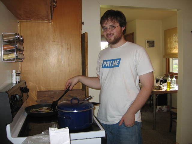 Chris making dinner