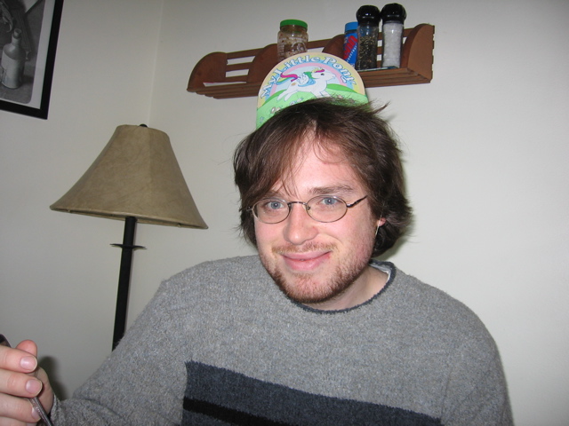 Chris, in his birthday hat
