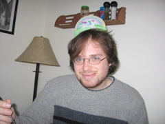 Chris, in his birthday hat