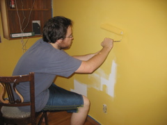 Chris painting the 
new office