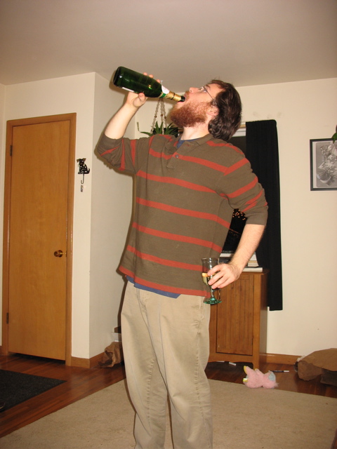Chris finishes off the champagne